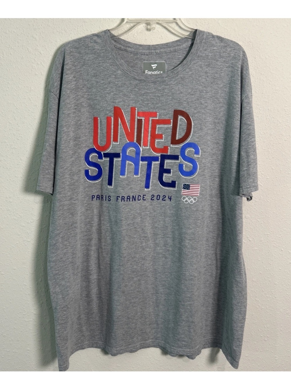 United States Olympic Men’s 2XL T-Shirt Gray Fanatics Paris France 2024 USA